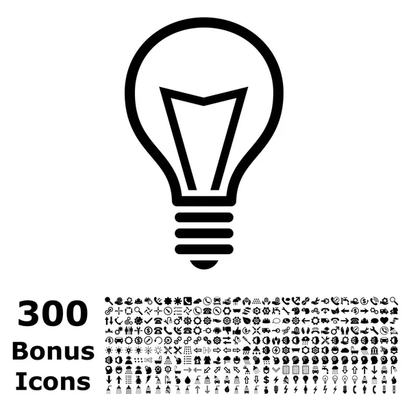 Lámpara bombilla plana Vector icono con bono — Archivo Imágenes Vectoriales