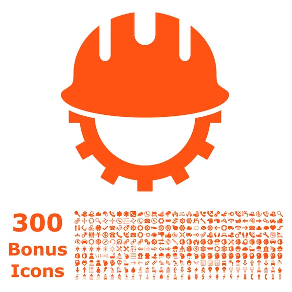 Development Hardhat Flat Vector Icon with Bonus — Stock Vector