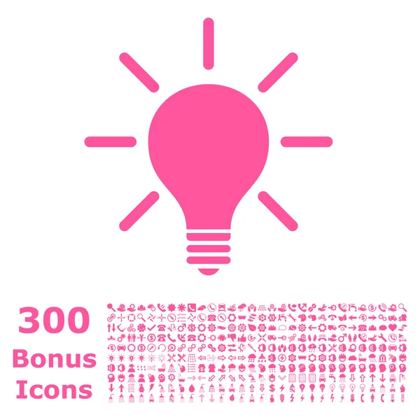 Light Bulb Flat Vector Icon with Bonus — Stock Vector