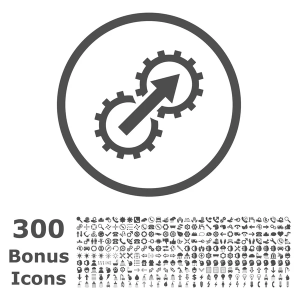 Gear Integration Rounded Vector Icon with Bonus — Stock Vector