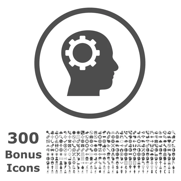 Icono vectorial redondeado de engranajes inteligentes con bonificación — Vector de stock