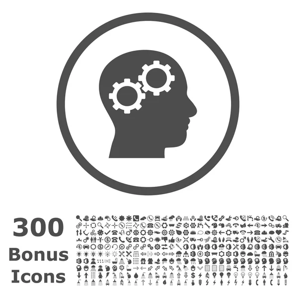 Mózg Gears wektor zaokrąglona ikona z Bonus — Wektor stockowy