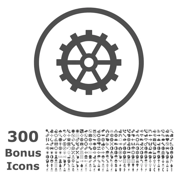 Versnelling afgeronde Vector Icon met Bonus — Stockvector