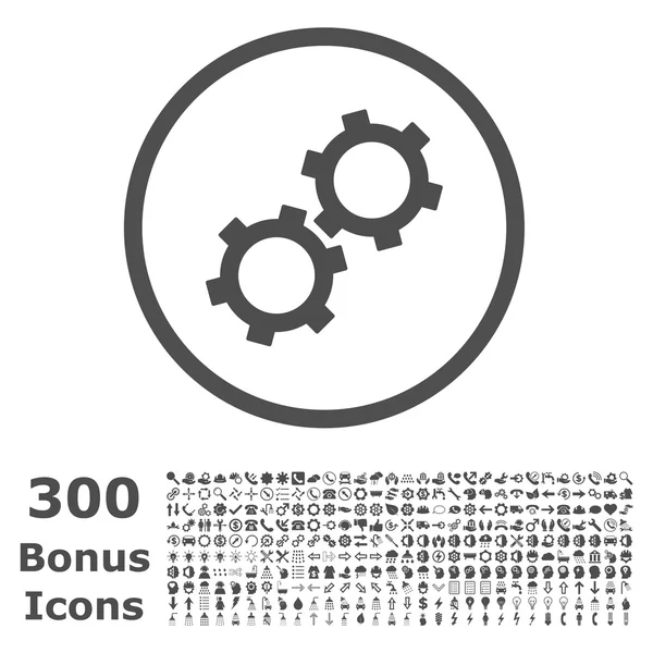 Gears rundade vektor ikonen med Bonus — Stock vektor