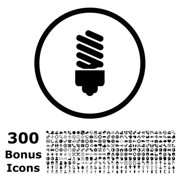 Fluoreszkáló villanykörte lekerekített Vector Icon bónusz — Stock Vector