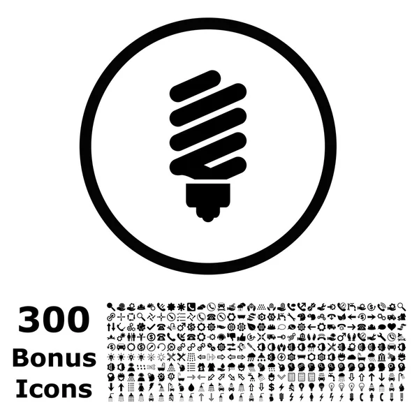 Fluoreszkáló villanykörte lekerekített Vector Icon bónusz — Stock Vector