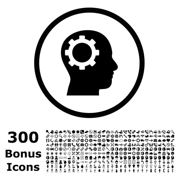 Icono vectorial redondeado de engranajes inteligentes con bonificación — Vector de stock