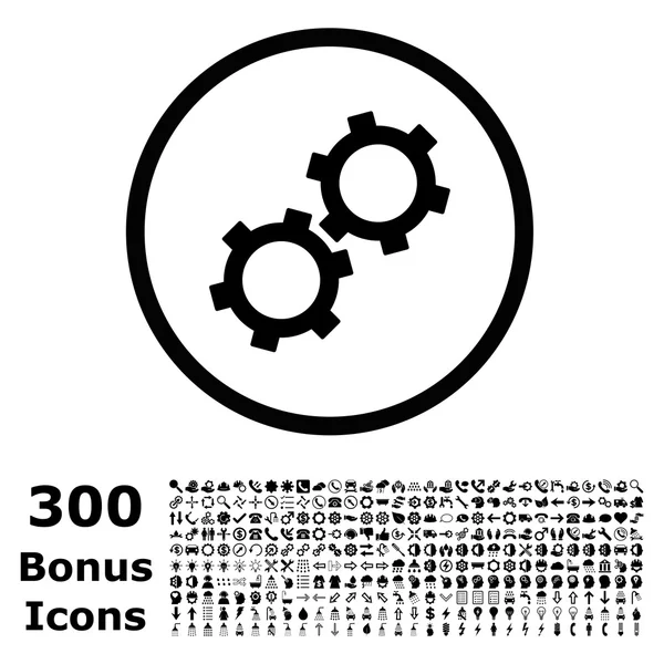 Gears Rounded Vector Icon with Bonus — Stock Vector