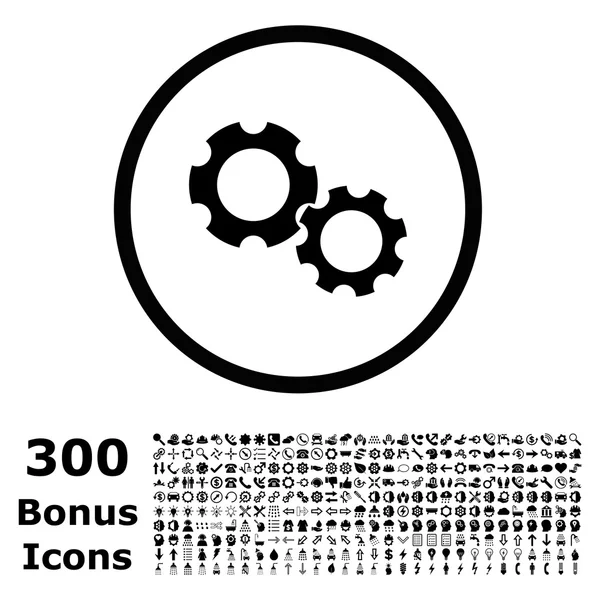 Engranajes redondeados Vector icono con bonificación — Vector de stock