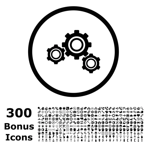 Engranajes redondeados Vector icono con bonificación — Vector de stock