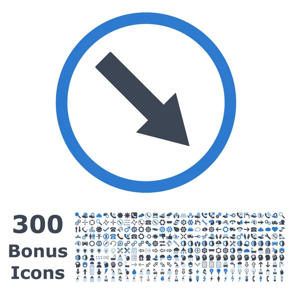 Ícone plano do vetor da seta arredondada para baixo-direita com bônus —  Vetores de Stock