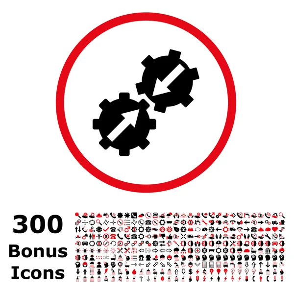 Gear Integration Rounded Vector Icon with Bonus — Stock Vector