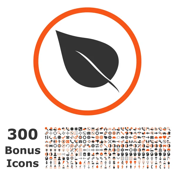 Icono de vector redondeado de hoja de planta con bonificación — Vector de stock