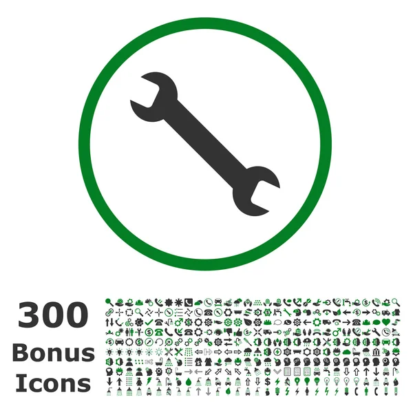 Wrench Rounded Vector Icon with Bonus — Stock Vector