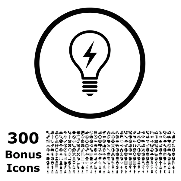 Bombilla eléctrica redondeada Vector icono con bonificación — Archivo Imágenes Vectoriales