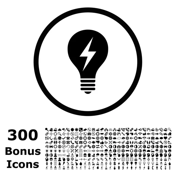 Elektrická žárovka zaoblené vektorové ikony s bonusem — Stockový vektor