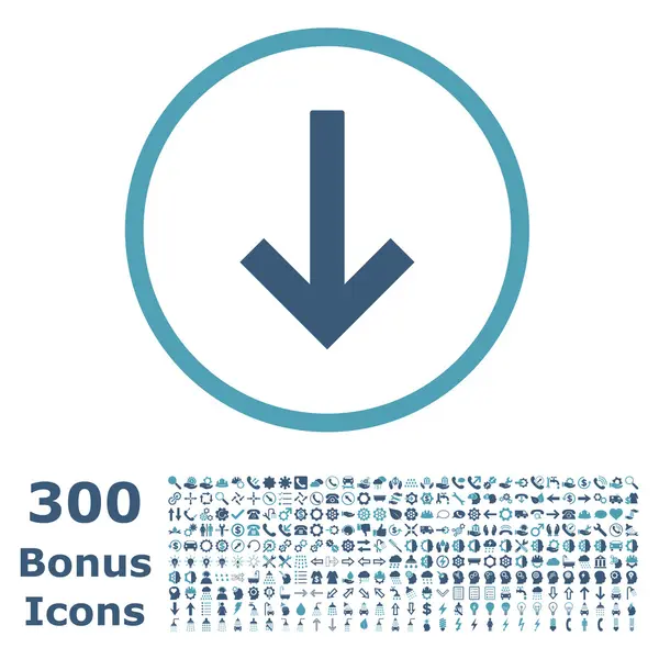 Pijl-omlaag afgeronde Vector Icon met Bonus — Stockvector