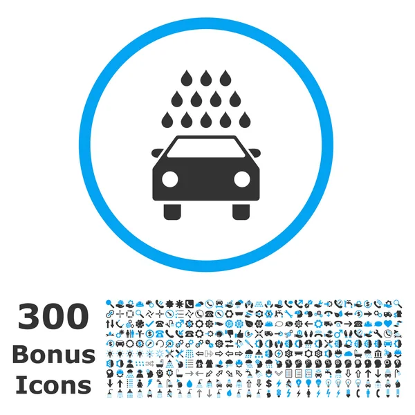 Car Wash afgeronde Vector Icon met Bonus — Stockvector