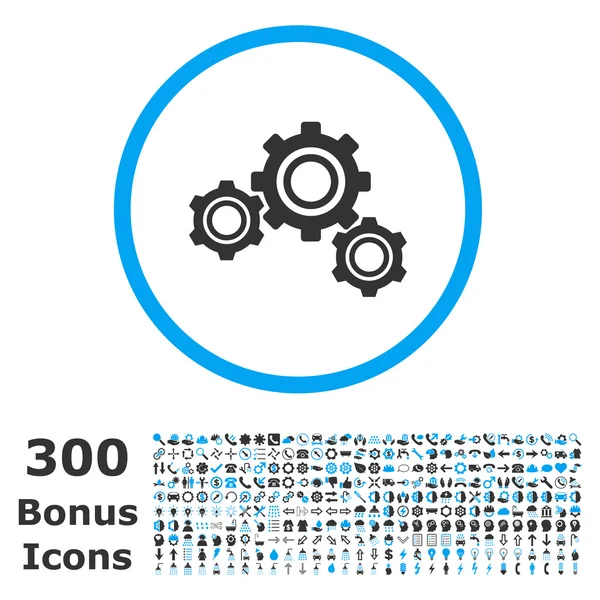 Ozubená kola zaoblené vektorové ikony s bonusem — Stockový vektor