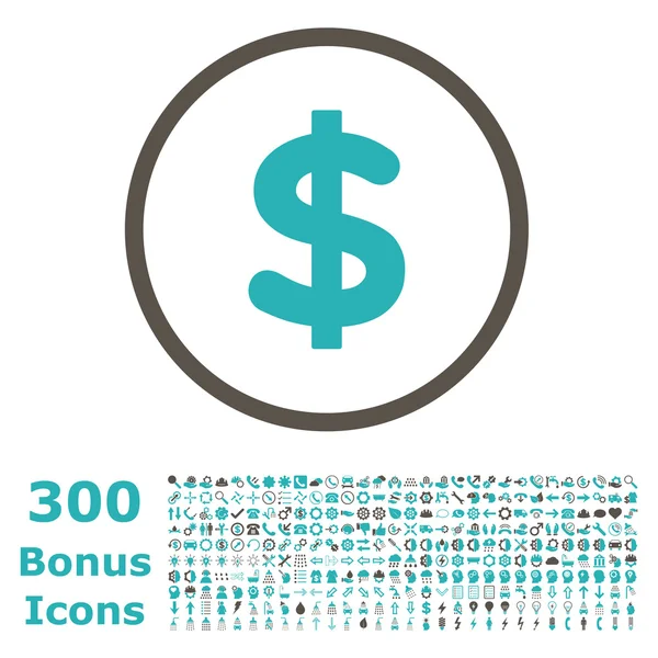 Dollar Rounded Vector Icon with Bonus — Stock Vector