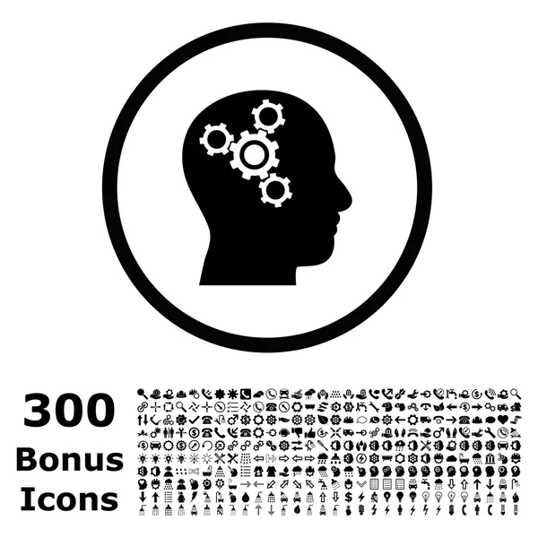 Круглая векторная икона мозга с бонусом — стоковый вектор