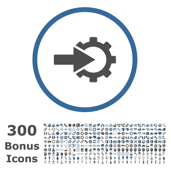 Ícone de vetor arredondado de integração de engrenagem com bônus —  Vetores de Stock
