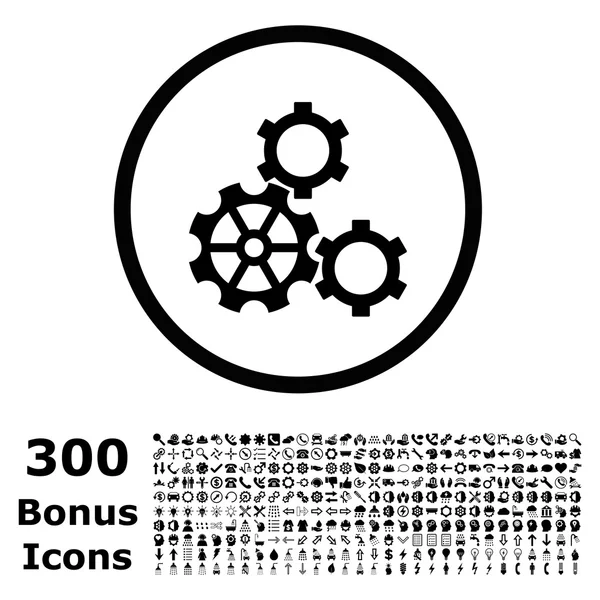 Gears Rounded Vector Icon with Bonus — Stock Vector
