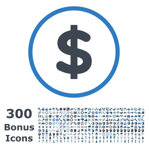 Dollar afgeronde Vector Icon met Bonus — Stockvector