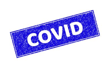 Grunge COVID Çizilmiş Dikdörtgen Mühür Mührü