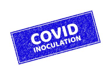 Grunge COVID INOCULATION Dikdörtgen Mühür Çizilmiş