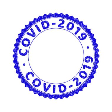 Grunge COVID-2019 Kazınmış Yuvarlak Rosette Filigranı
