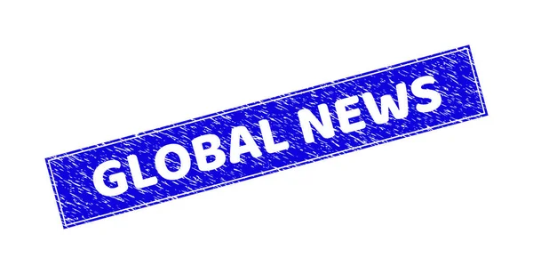 GRunge GLOBAL NEWS Sello de rectángulo rayado — Vector de stock