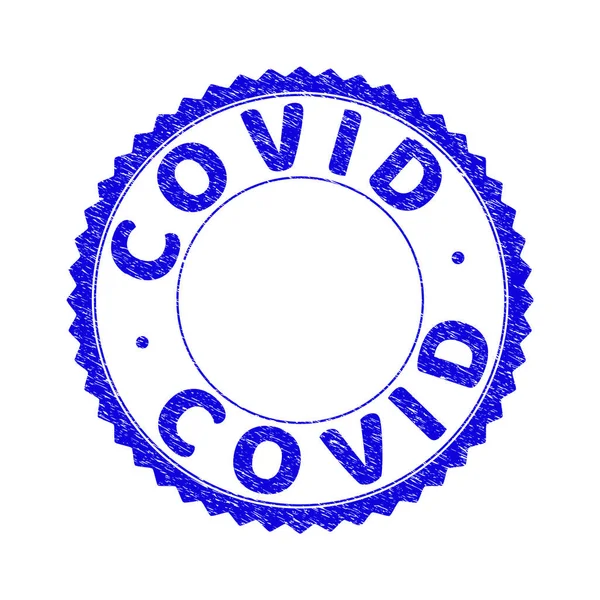 Grunge COVID Sello de roseta redondo rayado — Vector de stock