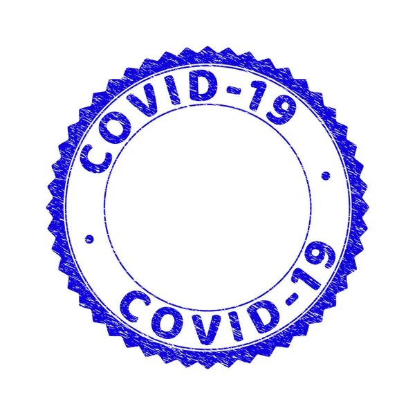 Grunge COVID-19 Подряпаний Круглий Розетка Штамп — стоковий вектор
