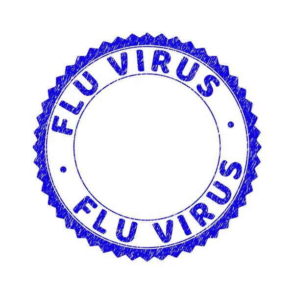 Grunge FLU VIRUS texturovaná kulatá růžová pečeť — Stockový vektor