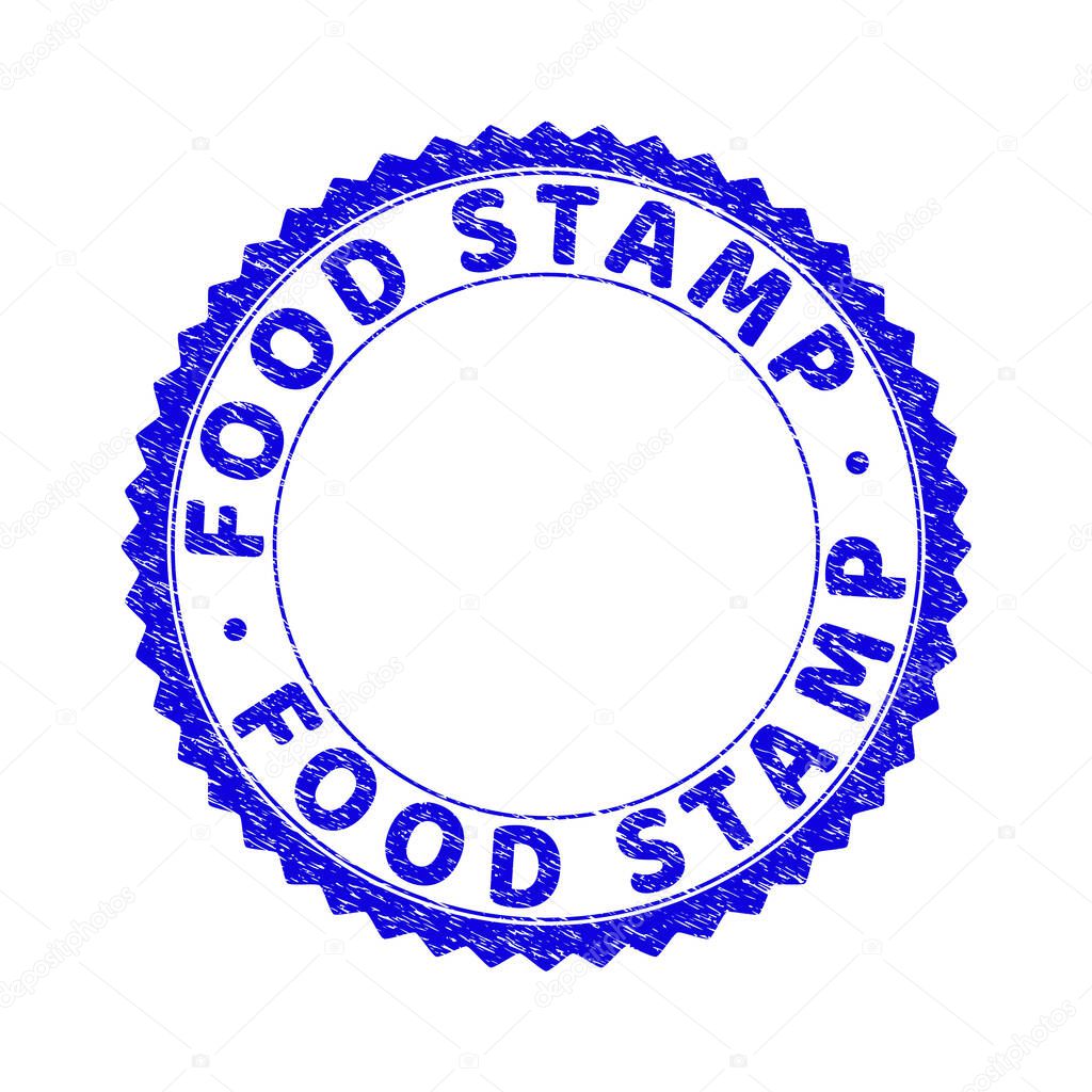 Grunge FOOD STAMP Scratched Round Rosette Stamp