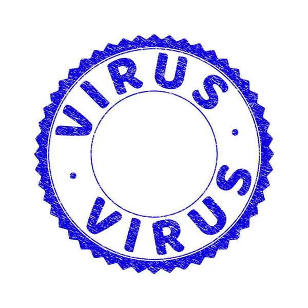 Grunge VIRUS Rosette ronde rayée Timbre — Image vectorielle
