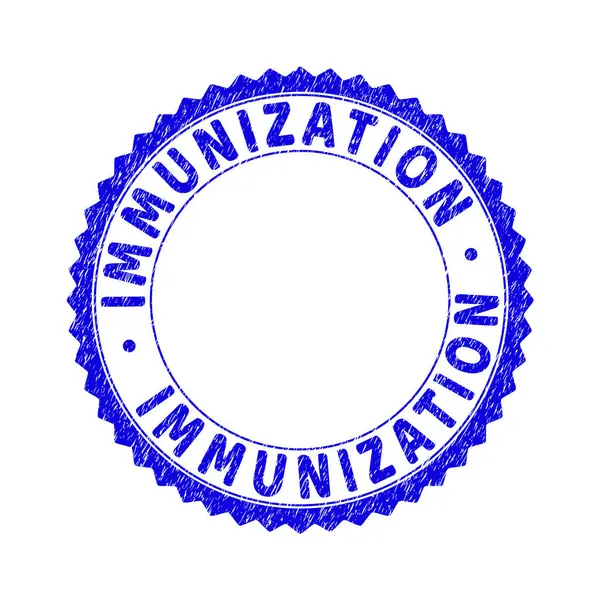 Grunge IMMUNIZZAZIONE Sigillo timbro rosetta rotondo graffiato — Vettoriale Stock