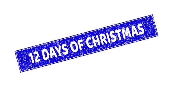 グランジ12日間のクリスマステクスチャの長方形切手シール — ストックベクタ
