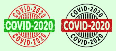 COVID-2020 Yuvarlak Renkli Mühür - Aşınmış Biçim