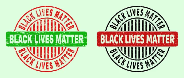 BLACK LIVES MATTER Sellos redondeados bicolor - Textura rechinada — Archivo Imágenes Vectoriales