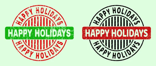 HAPPY HOLIDAYS Round Bicolor Watermarks - Oren stil — Stock vektor