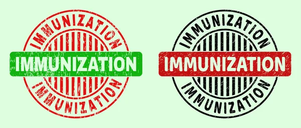 IMMUNIZATION Rounded Bicolor Seals - Distress Style — Stock Vector