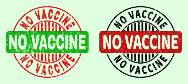 NO VACCINE丸みを帯びたバイカラースタンプシール-スクラッチテクスチャ — ストックベクタ