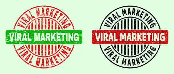 VIRAL MARKETING Rounded Bicolour Stamp Seals - Corroded Style — 스톡 벡터