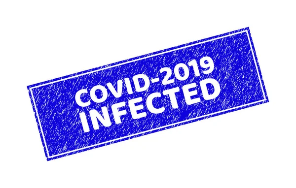 Grunge COVID-2019 INFECTED Textured Rectangle Stamp — Stockvector