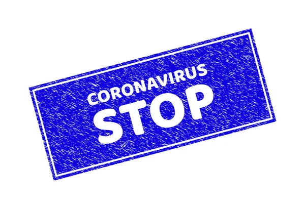 Grunge STOP CORONAVIRUSスクラッチ長方形ウォーターマーク — ストックベクタ