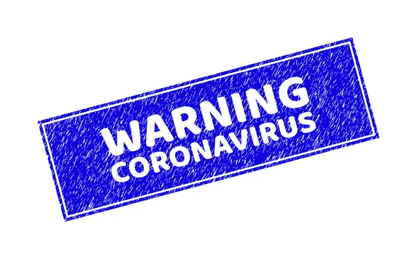 Grunge Warning｜CORONAVIRUSスクラッチ長方形ウォーターマーク — ストックベクタ