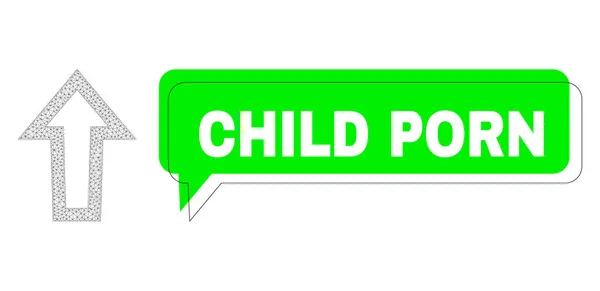 Shifted Child Porn Green Kifejezés Felhő és háló Wireframe nyíl Up — Stock Vector