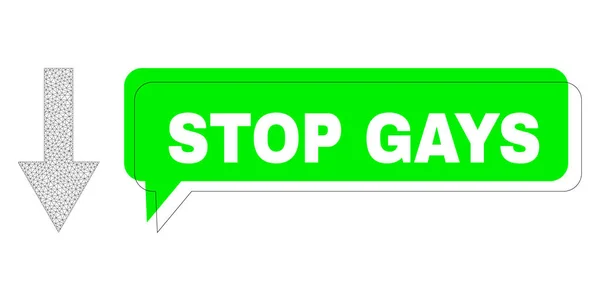 Сдвинутое зеленое сообщение Stop Gays и Mesh 2D Arrow Down — стоковый вектор